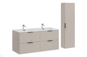 Szafka łazienkowa wisząca z umywalką 120 cm kaszmirowa,szuflady+słupek Adel kaszmir