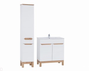 Zestaw mebli łazienkowych Bali 80 cm biały, szafka z umywalką+słupek+syfon