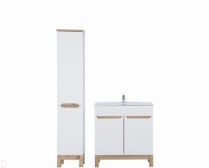 Zestaw mebli łazienkowych Bali 80 cm biały, szafka z umywalką+słupek+syfon