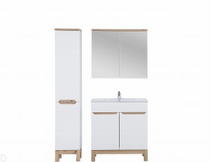 Zestaw mebli łazienkowych Bali 80 cm biały, szafka z umywalką+słupek+lustro