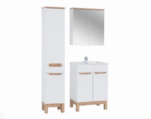 Zestaw mebli łazienkowych Bali 80 cm biały, szafka z umywalką+słupek+lustro