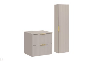 Szafka łazienkowa wisząca z blatem 60 cm kaszmirowa,szuflady+słupek Adel kaszmir