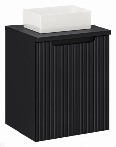 Szafka łazienkowa wisząca z blatem łazienkowym 50 cm i umywalką czarna Nova black