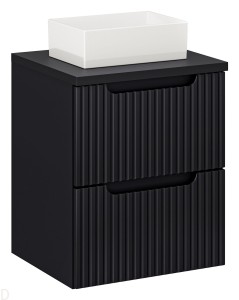 Szafka łazienkowa czarna wisząca z blatem łazienkowym 50 cm i umywalką Nova black