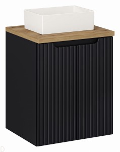 Szafka łazienkowa czarna wisząca z blatem łazienkowym 50 cm i umywalką Nova black