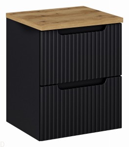 Szafka łazienkowa wisząca czarna z blatem łazienkowym 50 cm ,szuflady Nova black