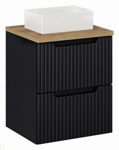 Szafka łazienkowa czarna wisząca z blatem łazienkowym 50 cm i umywalką Nova black
