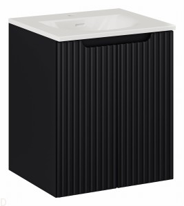 Szafka łazienkowa czarna wisząca z umywalką 50 cm , drzwi, wygodny pochwyt Nova black
