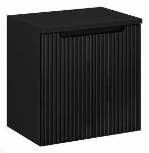 Szafka łazienkowa wisząca z blatem łazienkowym 60 cm czarna ,drzwi, pochwyt Nova black