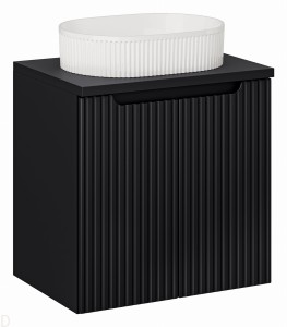 Szafka łazienkowa wisząca z blatem łazienkowym 60 cm czarna z umywalką Nova black