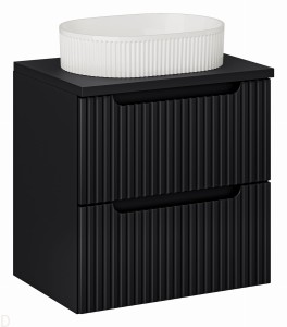 Szafka łazienkowa wisząca z blatem łazienkowym 60 cm czarna z umywalką Nova black