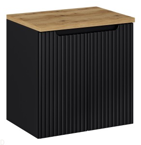 Szafka łazienkowa wisząca z blatem łazienkowym 60 cm czarna ,drzwi, pochwyt Nova black
