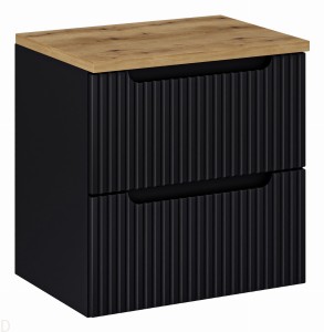Szafka łazienkowa wisząca z blatem łazienkowym 60 cm czarna ,szuflady Nova black