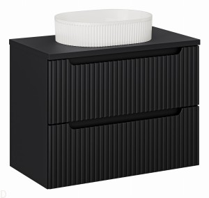 Szafka łazienkowa wisząca z blatem łazienkowym 80 cm czarna z umywalką Nova black