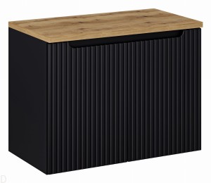 Szafka łazienkowa wisząca z blatem łazienkowym 80 cm czarna ,drzwi, pochwyt Nova black