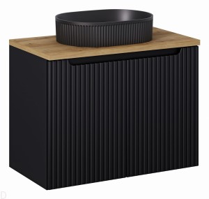 Szafka łazienkowa wisząca z blatem łazienkowym 80 cm czarna z umywalką Nova black