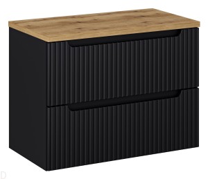 Szafka łazienkowa wisząca z blatem łazienkowym 80 cm czarna ,szuflady Nova black