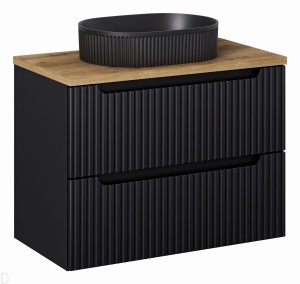 Szafka łazienkowa wisząca z blatem łazienkowym 80 cm czarna z umywalką Nova black