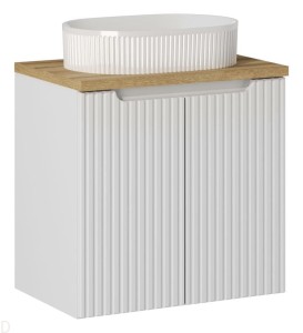 Szafka łazienkowa wisząca z blatem łazienkowym 60 cm i umywalką biała, nova white