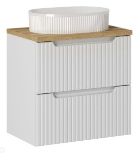 Szafka łazienkowa wisząca z blatem łazienkowym 60 cm i umywalką biała, nova white
