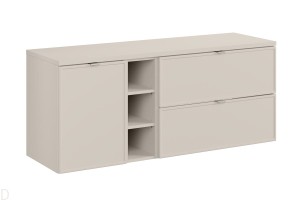 Szafka łazienkowa wisząca kaszmir 140 cm z koszem na pranie, wybór uchwytów Bella kaszmir
