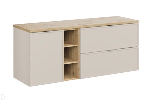 Szafka łazienkowa wisząca kaszmir 140 cm z koszem na pranie, wybór uchwytów Bella
