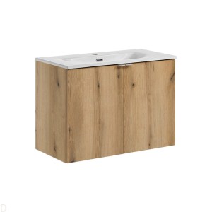 Szafka łazienkowa wisząca oak 80 cm z umywalką ceramiczną Nova oak