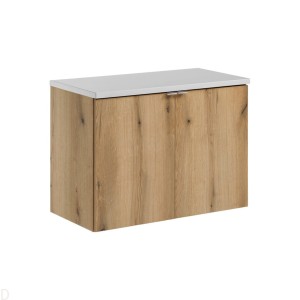 Szafka łazienkowa wisząca oak z blatem łazienkowym białym 80 cm Nova oak