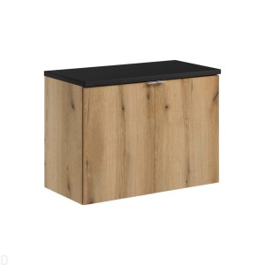 Szafka łazienkowa wisząca oak z blatem łazienkowym czarnym 80 cm Nova oak