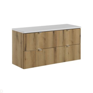 Szafka łazienkowa wisząca oak z blatem łazienkowym białym 120 cm Nova oak