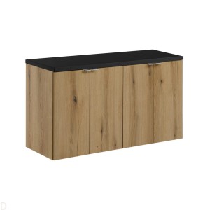 Szafka łazienkowa wisząca oak z blatem łazienkowym czarnym 100 cm ,drzwi Nova oak