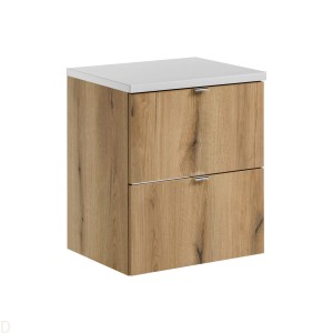 Szafka łazienkowa wisząca dąb z blatem łazienkowym białym 50 cm ,szuflady Nova oak
