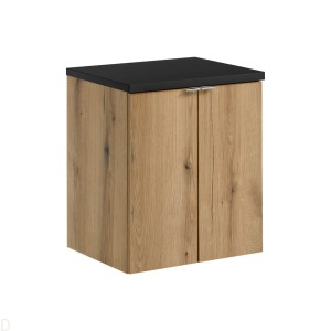 Szafka łazienkowa wisząca oak z blatem łazienkowym czarnym 50 cm ,drzwi Nova oak