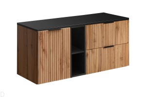 Szafka łazienkowa wisząca 120 cm oak z koszem na pranie, uchwyty do wyboru