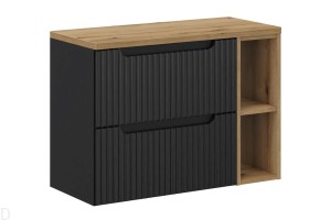 Szafka łazienkowa wisząca z blatem łazienkowym 80 cm czarna ,szuflady