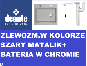 ZLEWOZMYWAK 1 KOMOROWY DEANTE MODERN ZQMS103 +  BATERIA ZLEWOZMYWAKOWA DEANTE GARDENIA W KOLORZE  CHROM BEG063M