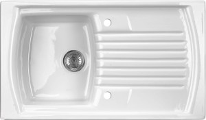 ZLEW. LUSITANO CERAMICZNY BIAŁY 1K Z/O 860x500x215, 3,5" + OSP