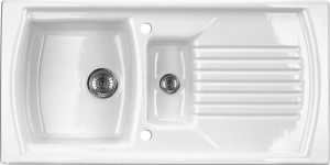 ZLEW. LUSITANO CERAMICZNY BIAŁY 1,5K Z/O 1000x500x220, 3,5" / 2" + OSP