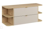 Szafka łazienkowa wisząca Dalia kaszmir 120cm z blatem + otwarty regał x2