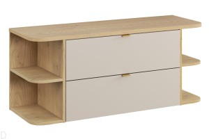 Szafka łazienkowa wisząca Dalia kaszmir 120cm z blatem + otwarty regał x2