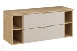 Szafka łazienkowa wisząca Dalia kaszmir 120cm z blatem, otwarte 2 regały