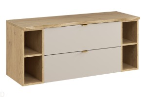Szafka łazienkowa wisząca Dalia kaszmir 120cm z blatem, otwarte 2 regały